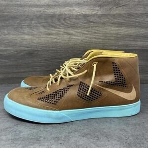 Nike Lebron X NSW Lifestyle Shoes Mens Size 12 Hazelnut Brown Leather Blue 58255